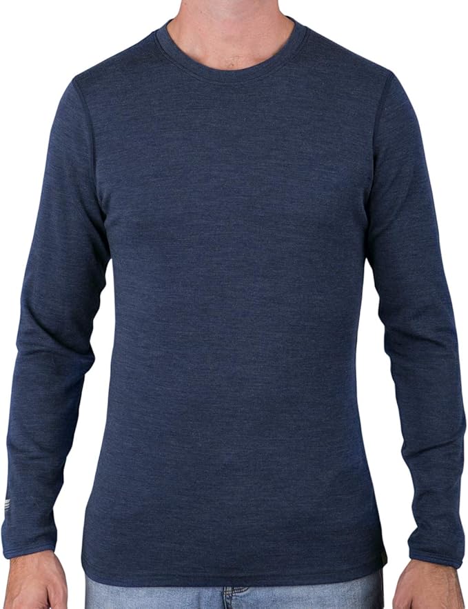 MERIWOOL Mens Base Layer - 100% Merino Wool Midweight Long Sleeve Thermal Shirt
