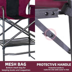 30" Tall Directors Chair with Side Table, 400LBS Bar Height Folding Camping Chair for Makeup Artists, Outdoor Events, Portable Foldable Chair with Cup Holder & footrest - Wine Red/Black