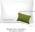 Pipsqueak Microfiber Pillow - Small, Mini, Tiny - 11 x 7 in - Perfect for Travel, Cars, Airplanes, Camping, Dogs, Toddlers, Kids, Lumbar, Knees and Neck - Ages 2 Yrs and Up