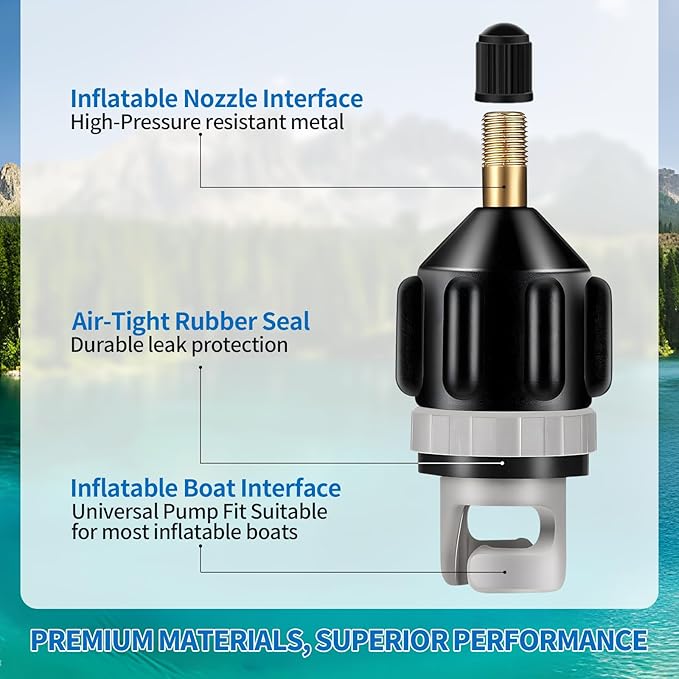Paddle Board Pump Adapter,High‑Pressure Inflator Nozzle,Premium Inflatable Boat SUP Pump Adapter,Paddle Board Air Pump Adapter,Fits Kayaks,SUPs,Stand Up Paddle Board(Orange & Black)