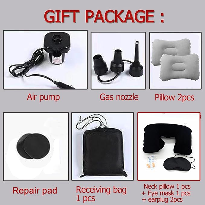 Inflatable Car Air Mattress Back Seat Bed with Air Pump,53 "x 32.6" Portable Thickened Car Travel Camping Sleeping Air Mattress Blow Up Bed for Small Car Universal SUV