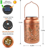 Hummingbird Solar Lanterns Outdoor Waterproof,Hummingbird Garden Decor Birthday Gifts for Women Men Mom Hanging Solar Lights Metal Decoration Outside for Yard,Patio,Backyard,Porch,Tabletop