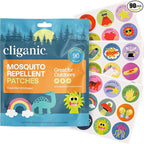 Cliganic Mosquito Repellent Stickers (90 Pack) - Positive Vibes Patches for Kids, Natural DEET-Free, Essential Oil Infused