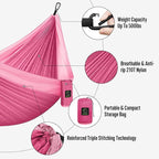 Grassman Camping Hammock Double & Single Portable Hammock with Tree Straps, Lightweight Nylon Parachute Hammocks Camping Accessories Gear for Indoor Outdoor Backpacking, Travel, Hiking, Beach