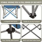 Colegence Oversized XL Padded Camping Chair Wide Heavy Duty Lawn Chairs Support 450 LBS Portable Folding Gaint Plus Camp Chair with Side Pocket Cup Holder for Outdoor Outside Sports Baseball-Blue