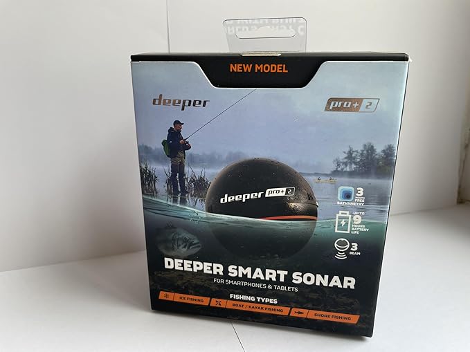 Deeper PRO+ 2 Sonar - Portable Fish Finder and Depth Finder for Kayaks, Boats and Ice Fishing with GPS Enabled | Castable Deeper Sonar with Free User Friendly App