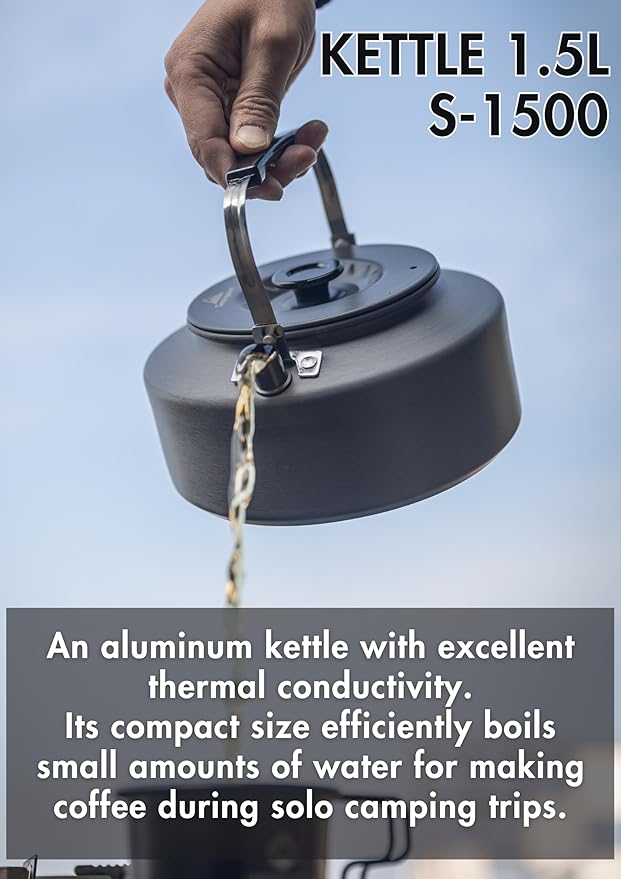CAMPINGMOON Camping Kettle 1.5L Portable Ultra-Light Coffee Tea Pot S1500