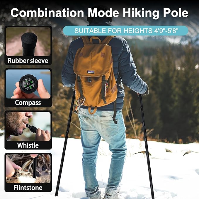 GOJAWAY 20 in 1 Multitool Survival kit, Camping Shovel Military Axe, 55" Trekking Pole Foldable Spade with Portable Bag and Hatchet, for Car Emergency Offroad Entrenching Tool