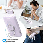 BLAVOR for Magsafe Portable Charger with Built-in Cables, PD 20W Fast Charging,10000mAh Magnetic Wireless Power Bank, Battery Pack with Stand for iPhone 15/14/13/12,Powerbank for Apple Watch(Purple)