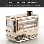 Stainless Steel Portable Wood Burning Stove with Oven & Camping Table, 6 Chimney Pipe for Outdoor Camping, Cooking, Tents, BBQ, Hiking, Fishing, Backpacking