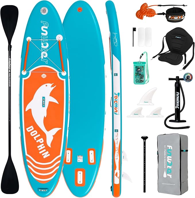 FunWater Inflatable Stand Up Paddle Board with Premium SUP Paddleboard Accessories, Anti-Slip EVA Deck, 11'/10'6'' Paddle Boards for Adults & Youth of All Skill Levels