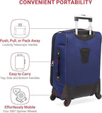 SwissGear Sion Softside Expandable Luggage – Carry-On Suitcase with 360 Degree Wheels & Retractable Handle – 21 Inch, Perfect for 1-3 Night Trips – Blue