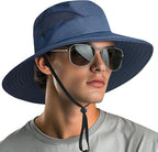 NPQQUAN Sun Hats for Men Women with Neck Flap UPF 50+ UV Protection Wide Brim Bucket Hat Safari Hiking Fishing Hats