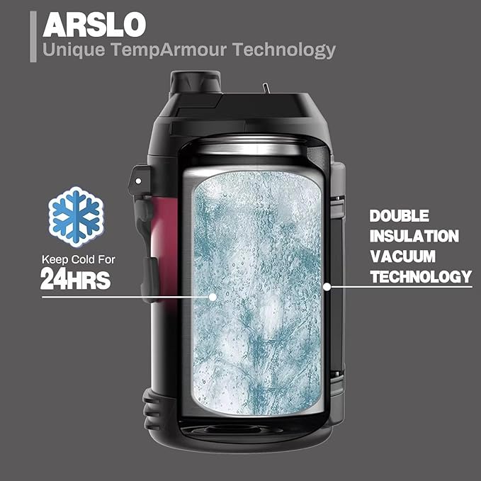 Sports Water Jug - Gallon Water Bottle - Large Insulated Stainless Steel Bottle for Gym, Workouts, Basketball, Football, Soccer - Keep Water Cold for Up To 24 Hours - 108OzNEW