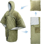 Night Cat Sleeping Bag for Camping - 4 in 1 Poncho for Adults Ultralight Wearable Quilt 3 Seasons Suitable for 1 Person