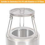 Lineslife Folding Campfire Tripod for Cooking, Portable Camping Tripod Stand with Grill Grate for Solo Stove Bonfire Fire Pit, Dutch Oven, Open Fire, Stainless Steel