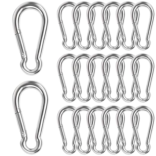 Carabiner 4 Inch Spring Snap Hook, 770LBS Holding Capacity Spring Clips Link Buckle for Hammock, Heavy Duty Steel Carabiner Clip 20pcs M10 3/8'' for Hammock Swing Fitness Camping Hiking