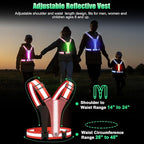LED Reflective Vest Running Gear, 5 Colors Lights Up Running Vest for Night Walking Cycling Jogging, Adjustable Size for Men Women Kids, Rechargeable and High Visible