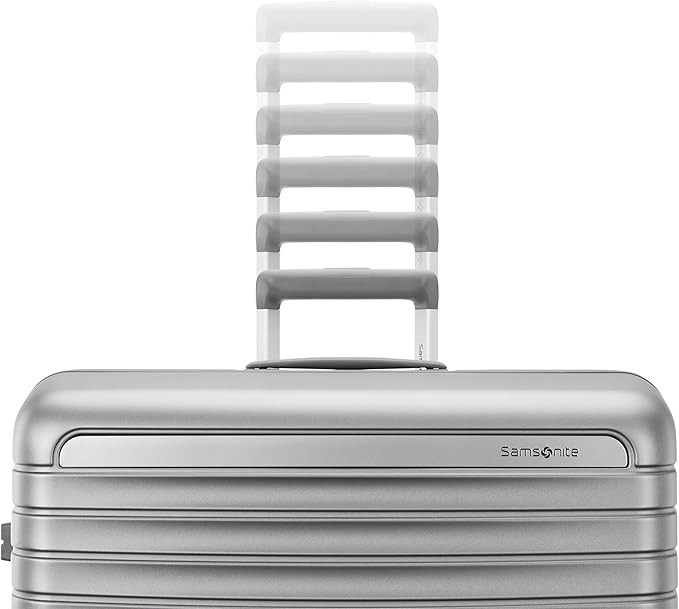 Framelock Max 21” Carry-On Hardshell Zipperless Luggage - Highly Secure Integrated Eazylock™ Mechanism - RightHeight™ Adjustable Handle System - 360° Spinner Wheels - Airline Approved - Glacial Silver