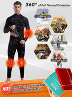 romision Thermal Underwear for Men Long Johns Fleece Lined Hunting Gear Bottom Top Set Base Layer for Cold Weather Gift