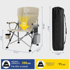 XL Heavy Duty Camping Chair 396lb Capacity (525lb Max) – Waterproof 1680D Oxford Fabric, 2" Padded Seat & Back, Cup Holder, Cooler Pocket, Portable for Camping, Beach & Tailgating (Taupe)