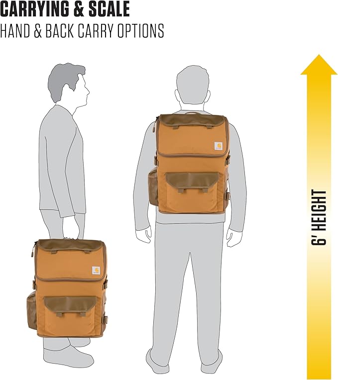 Carhartt 35L Nylon Workday Backpack, Durable Water-Resistant Pack with 15" Laptop Sleeve and Adjustable Shoulder Straps, Carhartt Brown
