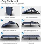ATORPOK Folding Camping Cot for Adults with Padded Mattress and Pillow, Adjustable Reclining Lounger Sleeping Cot Bed, Ideal for Camping, Travel, Garden, or Office Use, Blue
