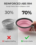 Collapsible Dog Bowls for Travel, 2-Pack Dog Portable Water Bowl for Dogs Cats Pet Foldable Feeding Watering Dish for Traveling Camping with Carabiners, BPA Free (Purple&Pink, Large)