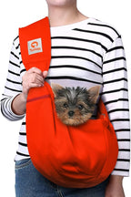 Tomkas Small Dog Cat Sling Carrier Puppy Purse Travel Wrap Soft Crossbody Pet Bag (Red, M - Zip Pocket & Classic Strap)