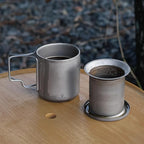 Camping Mug Titanium Double Wall Coffee Tea with Cup Inner Filter with Folding Handle