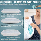 alkamto Cooling Shredded Memory Foam Pillow – Adjustable Gel for Personalized Support – Double-Sided Ice Silk & Soft Rayon – Lightweight, Compressible (White) (Standard)