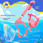 Kids Full Face Snorkel Mask, Snorkeling Gear for Kids, Kids Scuba Mask and Snorkel, Diving Mask, Snorkeling Set, 180 Degree Panoramic View Anti-Fog Anti-Leak