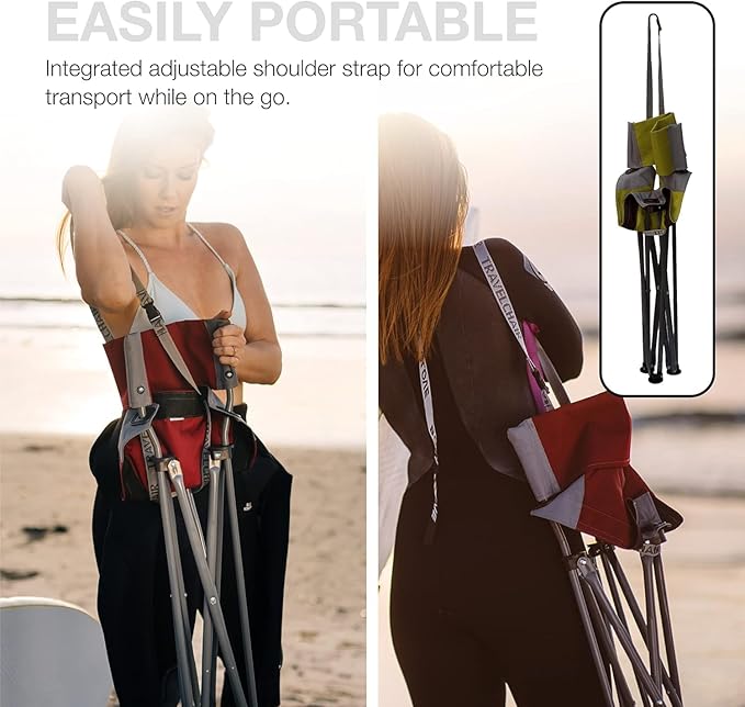 Travel Chair Ultimate Slacker, Quick Folding Tripod Stool with Backrest, Fishing Camping Hiking Chair with Carry Strap, Polyester, Black