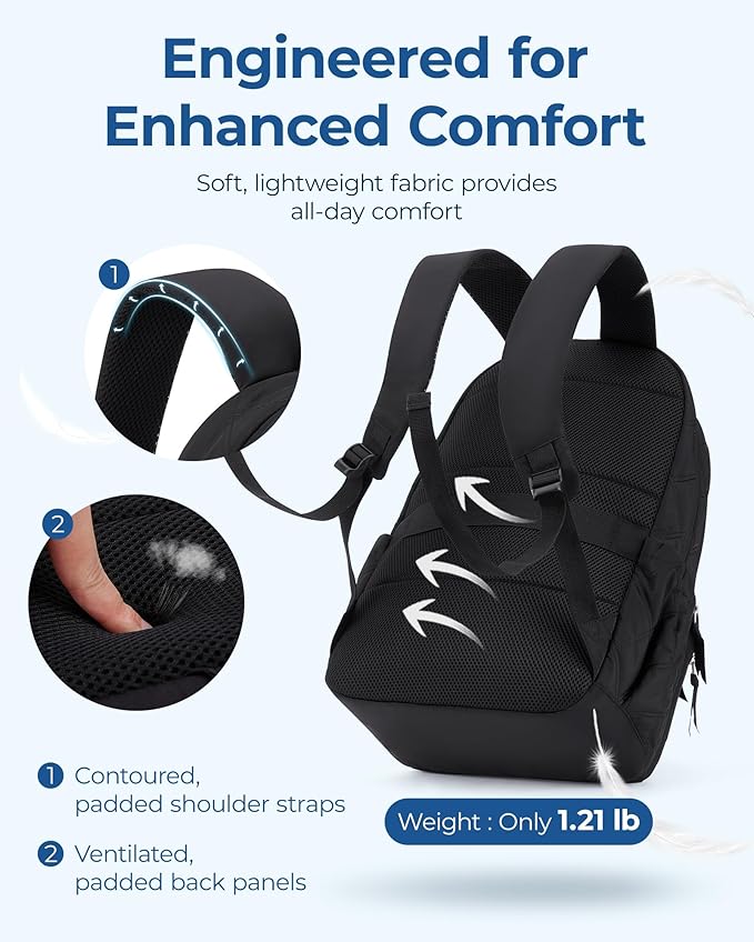BAGSMART Travel Laptop Backpack, College Backpack for Women, Quilted Small Computer Bookbag, Water-Resistant 15.6 Inch Laptop Casual Bag, Beige