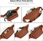 CXWMZY Fanny Packs For Women & Men Waist Pack Hip Bum Bag with Multi-Pockets Large Capacity Waterproof Casual Bum Bag for Disney Traveling Casual Cycling Running Hiking (Brown1)