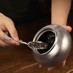 Shovel Spoon Titanium Reuseable Dessert Spoon for Ice Cream Tea Coffee Pudding Yogurt (Tea Scoops - Sandblasted)