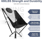 High Back Camping Chair,Outdoor Comfortable Chair for 600 LBS Capacity Oversized Camping Chair with Comfortable Backrest & Headrest, Quick Setup - Compact Folding Chair(Black)