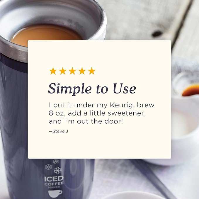 Zoku Instant Iced Coffee Maker, Reusable Beverage Chiller Cools Hot Beverages in Minutes Without Dilution, Portable 11-ounce Tumbler With Spill-resistant Lid and Straw, Grey