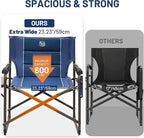 TIMBER RIDGE XXL Oversized Directors Chair 600lbs - Heavy Duty Camping Chair with Cooler Bag & Table, Portable Folding Chair with Wide Seat for Tailgating, Patio, Outdoor - Blue (2 Pack)
