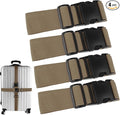 4Pcs Luggage Straps for Suitcase Travel Accessories TSA Approved, 80In Long Belts to Keep Your Suitcase Secure, Adjustable Bag Straps with Quick-Release Buckle for Travel Bag Closure, Brown