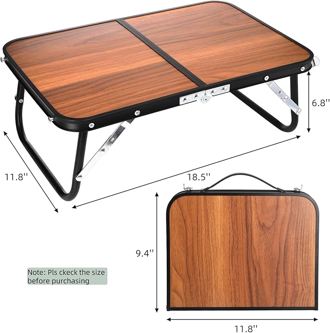 Folding Camping Table, Mini Portable Beach Table with Carry Handle, Ultralight Compact Picnic Dining Low Table for Grill, Indoor Outdoor, Garden, Patio, BBQ, Party