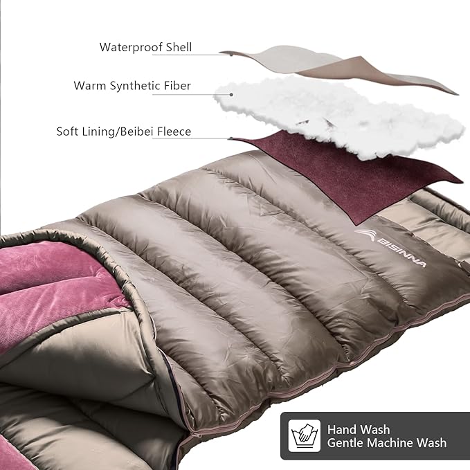 BISINNA 0 Degree Sleeping Bag XL for Adults Cold Weather Sleeping Bags Winter Big and Tall Large Sleeping Bags Zero Degree Camping