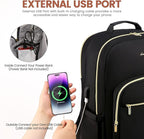 LOVEVOOK Laptop Backpack for Women 15.6 inch,Cute Womens Travel Backpack Purse,Professional Laptop Computer Bag,Waterproof Work Business College Teacher Bags Carry on Backpack with USB Port,Black-2