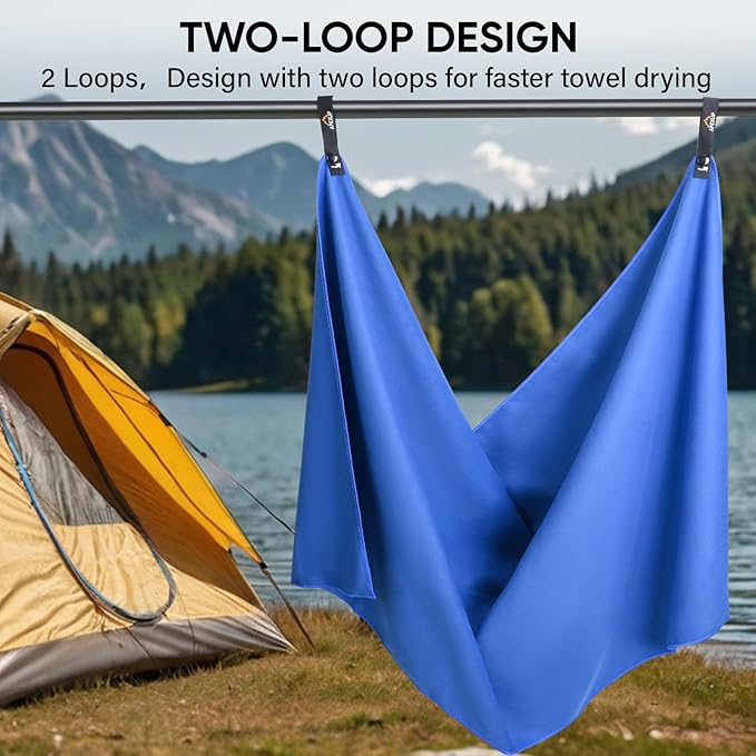 APEXUP Microfiber Travel Towel, Ultra Absorbent Quick Dry Towels, Lightweight Gym Sports Camping Towel for Workout, Yoga, Beach, Shower, Swimming (60"×30", Dark Blue)