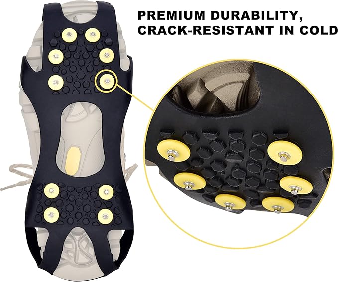 Aliglow Ice Snow Grips Over Shoe/Boot Traction Cleat Spikes Anti Slip Footwear