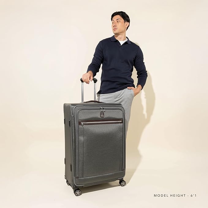 Travelpro Platinum Elite Softside Expandable Checked Luggage, 8 Wheel Spinner Large Suitcase, TSA Lock, Men and Women, Navy Camouflage, Checked Large 29-Inch