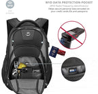 Swissdigital Design TSA Business Laptop Backpack for Men, Large Capacity Travel Backpack with Apple Find My Network and USB Charging Port Tech Backpacks Fits 17 Inch Computer Black| SD1643FB-01