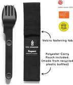 FULL WINDSOR - MAGWARE Magnetic Camping Cutlery Set - Travel Utensils for Camping, Cooking, and Outdoor Dining - Knife, Fork & Spoon - Portable Silverware with Pouch for Backpacking - Black (3 PCS)