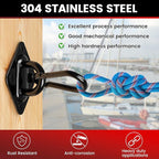 sprookber 304 Stainless Steel Pad Eye Snap Hooks, M6 Heavy Duty Ceiling Hooks, 800 lb Capacity Hammock Swing Hanging kit, Plant Hangers, Marine Hardware Staple Hook Loop with Screws, Set of 8(Black)
