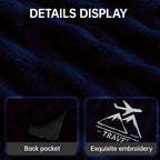 Travel Blanket and Pillow-2-in-1, Ultra-Soft&Compact, One-Piece Airplane Blanket with Hand Luggage Belt and Backpack Clip,Travelers Accessories Gifts, 61x43 Inches（Navy）